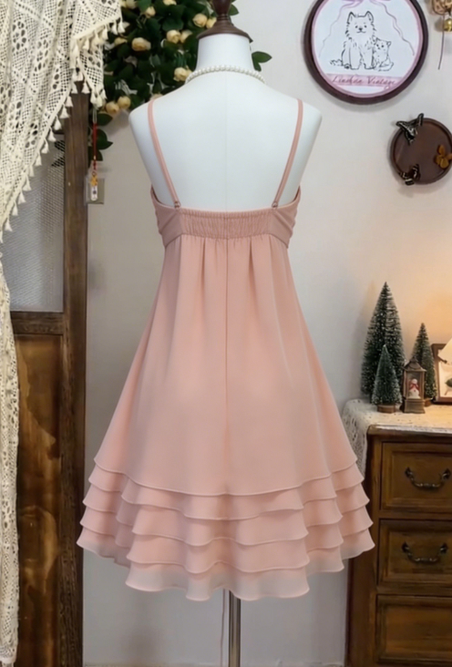 Sweet Homecoming Dress Spaghetti Strap Flower Cascade Back to School Outfits Party Dress D6630