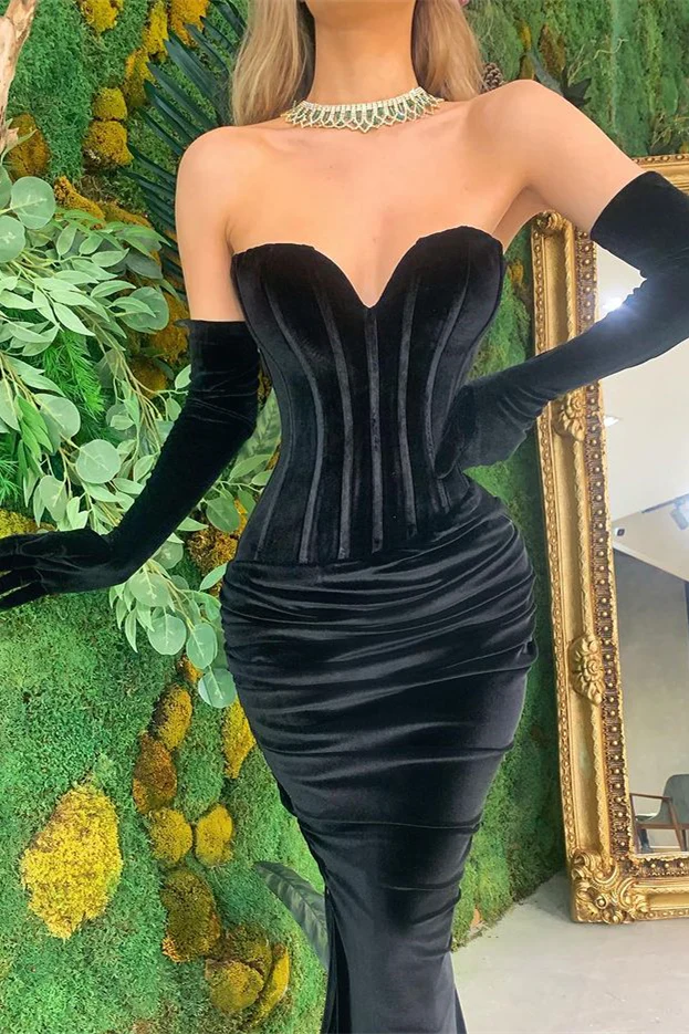Black Sweetheart Mermaid Prom Dress Velvet Long S2375