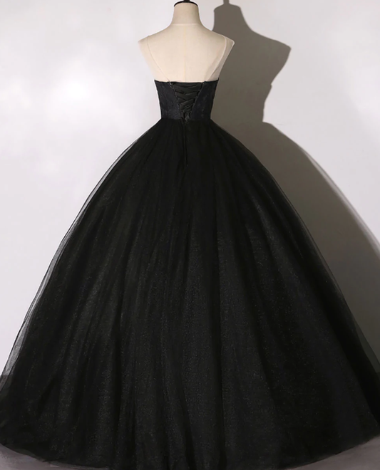 Black Long Prom Dresses, Black Lace Formal Evening Dress fg1308