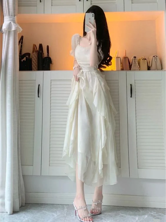 Charming Prom Dress Ivory Evening Dress fg2742