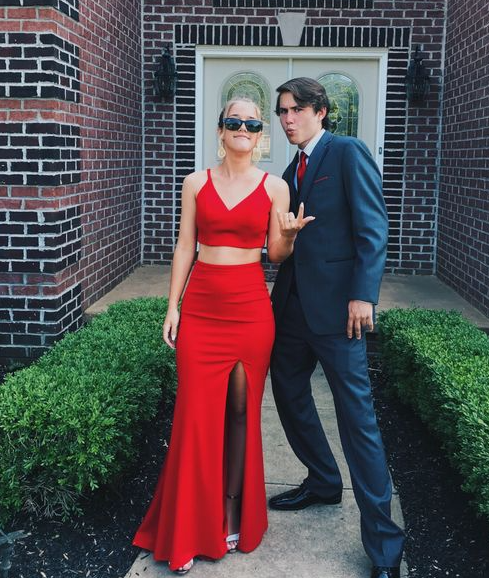 Red Prom Dresses Two Piece Evening Dresses fg2149