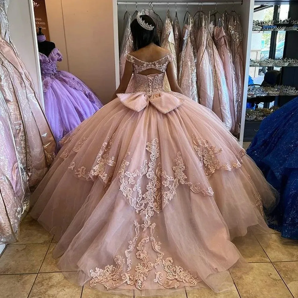 pink Quinceanera Dresses Ball Gown Formal Prom Graduation Gowns Princess Sweet 15 16 Dress