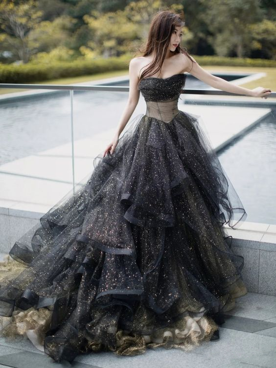 Stunning Long Ball Gown Evening Dresses A Line Prom Gowns
