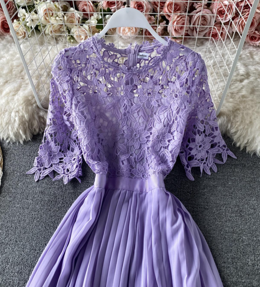 A Line Chiffon Lace Short Dress Fashion Dress S4384