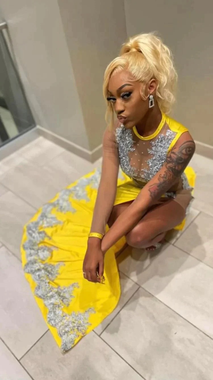 black girl yellow lace evening dresses,silver lace prom dresses, sexy evening dresses S2488
