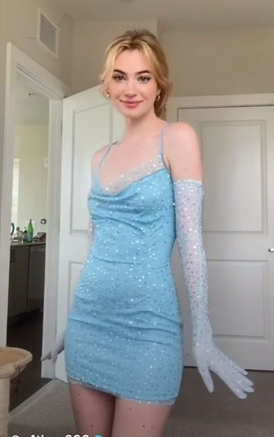 Pretty Sky Blue Sequin Short Princess Birthday Dress Homecoming Dress SP127