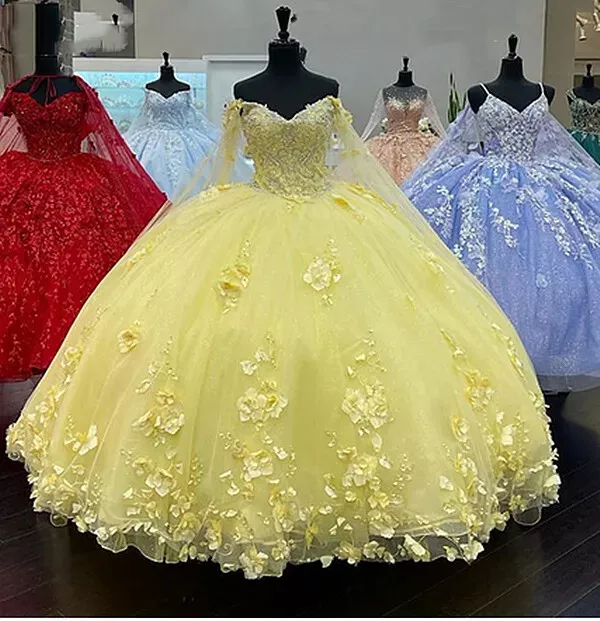 Pink Sweet 16 Dress,Pink Ball Gown With 3D Flowers,Pink Princess Dress Y2337