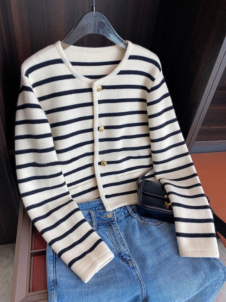 Women Sweaters O-neck Cardigan Fashion Long Sleeve Casual Short Tops S2505