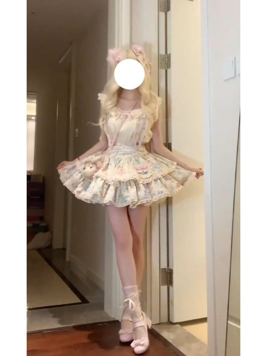 Chic Ball Gown Square Neckline Lace Lolita Dress Birthday Dresses Birthday Outfits