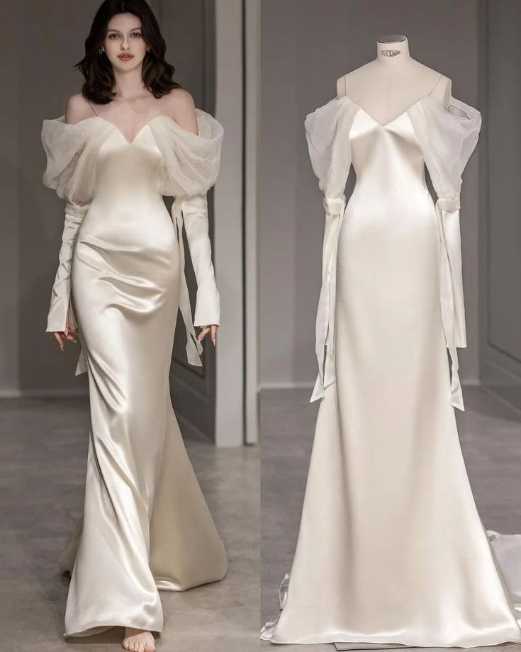 Elegant Mermaid Off The Shoulder Wedding Dresses With Train Bridal Gowns