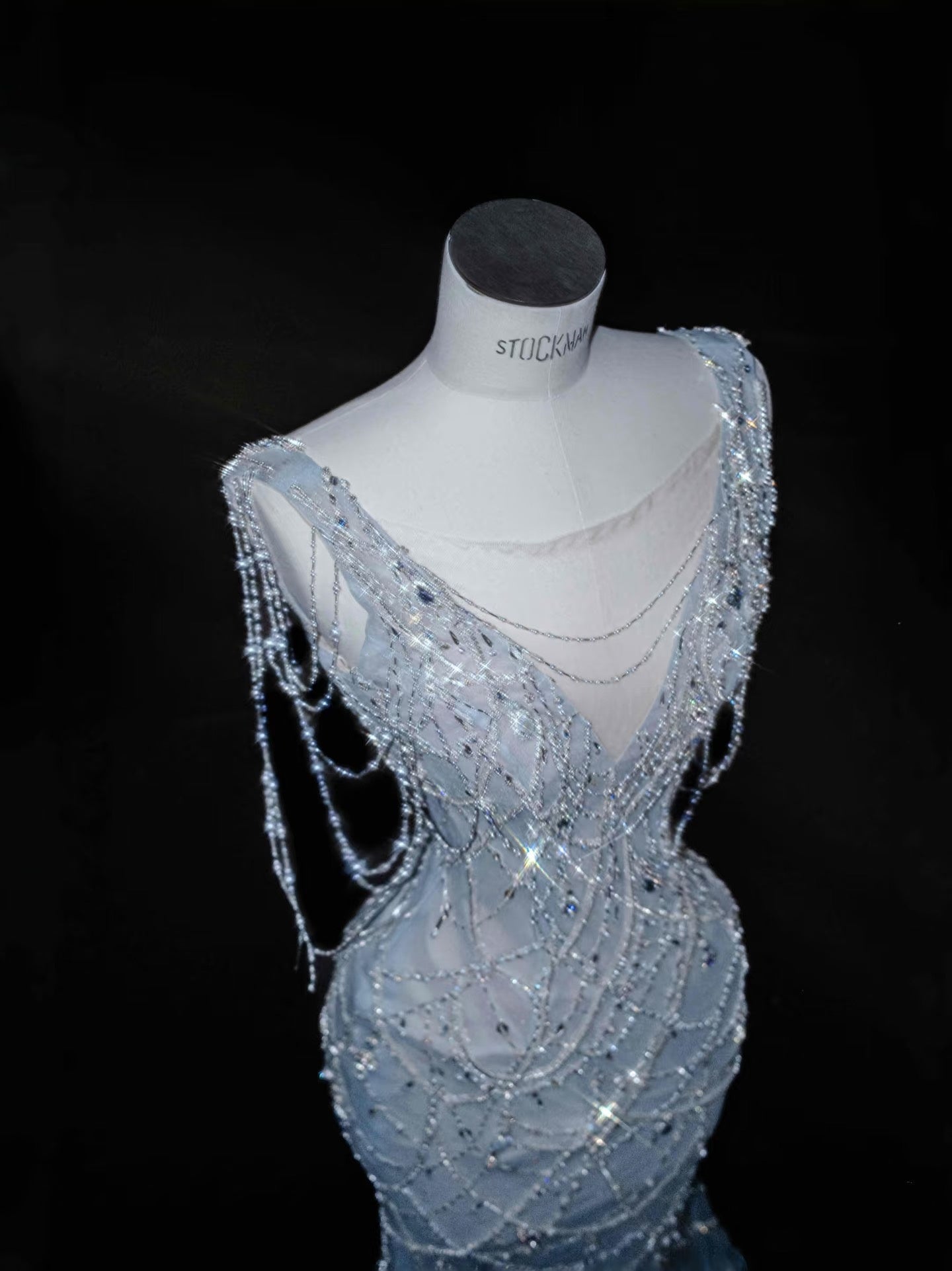Gorgeous Mermaid V Neck Silver Beads Long Prom Dress Party Dress Graduation Dresses DP2718
