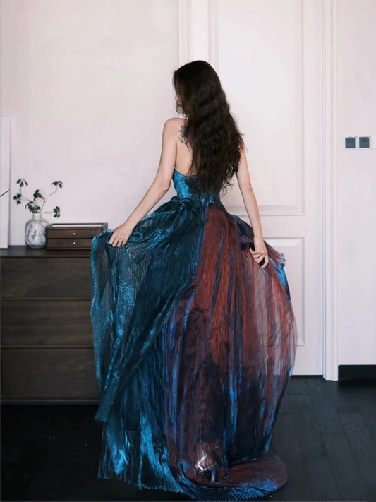 Pretty A Line Sweetheart Ruffles Long Evening Dress Prom Dresses SD2741