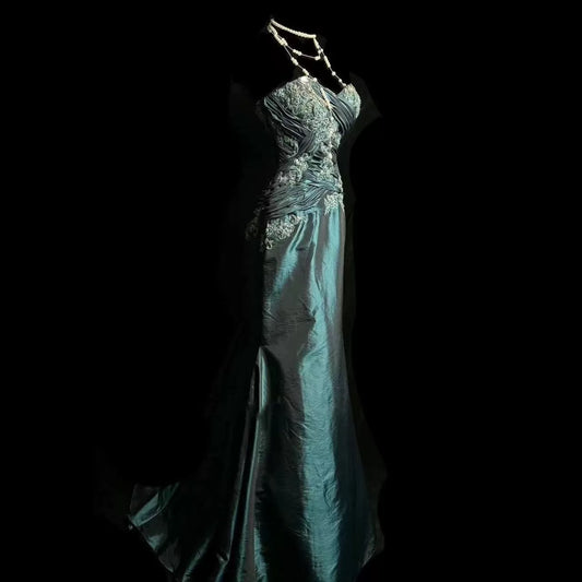 Retro Mermaid Sweetheart Taffeta Long Evening Dress Prom Dresses SD2755