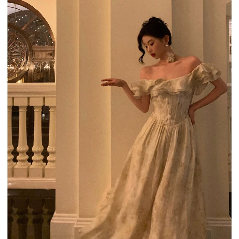 Sexy A Line Off The Shoulder Short Sleeves Floral Prom Dresses Birthday Outfits Evening Gown