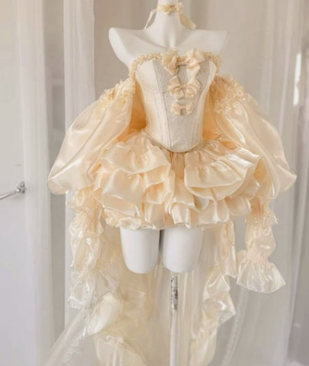 Sweet Homecoming Dress Off Shoulder Short Prom Dress Birthday Party Outfits Two Piece D3743