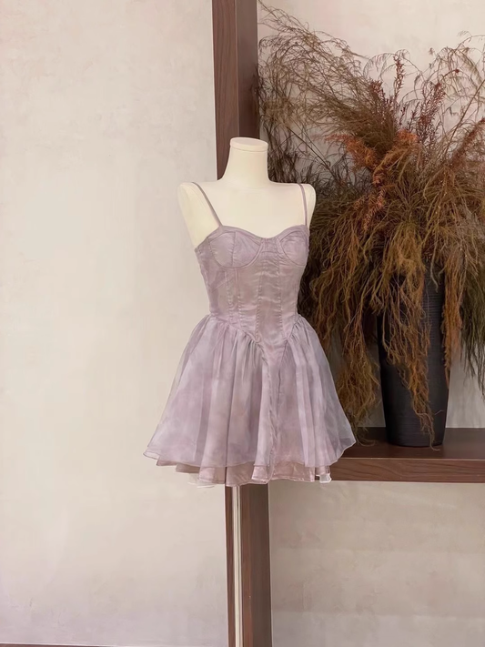 Purple Straps A Line Birthday Dress Short Holiday Dress S243