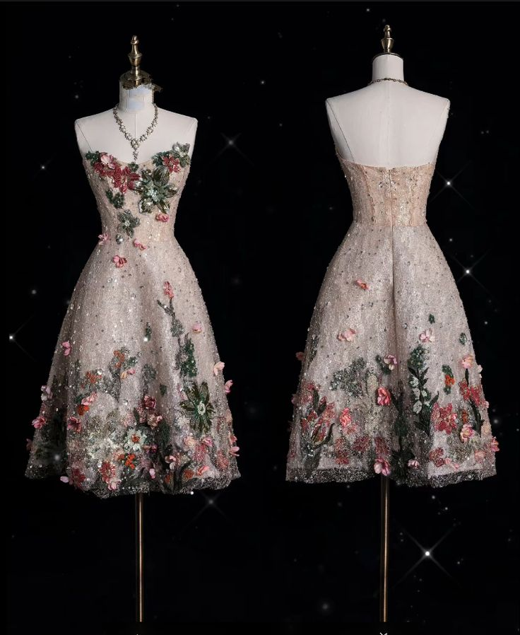 Aesthetic Sweetheart Lace Floral A Line Short Graduation Homecoming Dress 18th Birthday Outfits Y9161