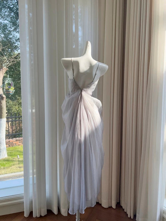 Elegant A Line Spaghetti Straps Sleeveless Long Evening Party Gowns Evening Formal Dresses Prom Dress W900