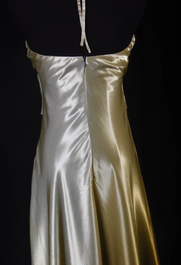 Fashion Halter Satin Mermaid Long Evening Dress Ombre Gold Wedding Guest Dress SP1698
