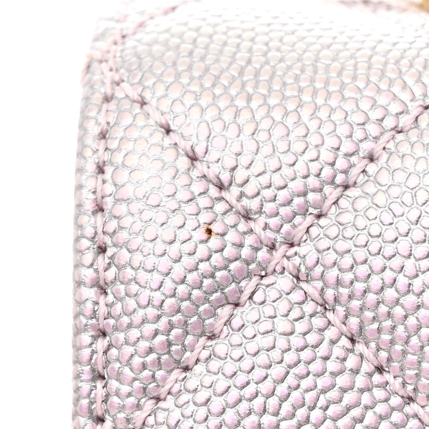 Metallic Caviar Quilted Extra Mini Coco Handle Flap Light Pink