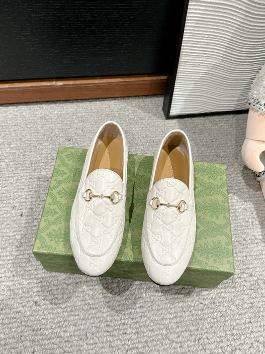 Horsebit Jordaan Loafer White GG Leather