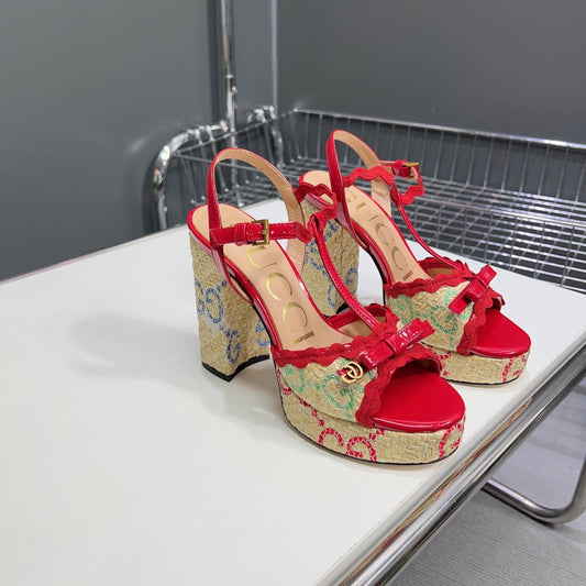 GG 105 HIGH HEEL SANDAL CRIMSON STRAW