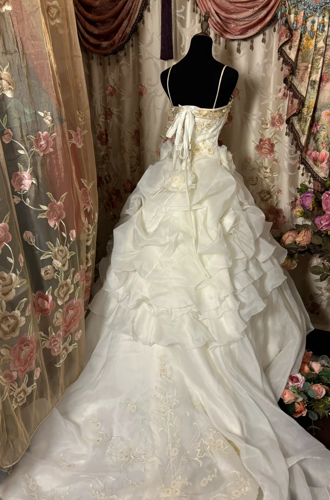 Retro White Straps A-Line Chiffon Long Party Dress Vintage Wedding Dress, D624