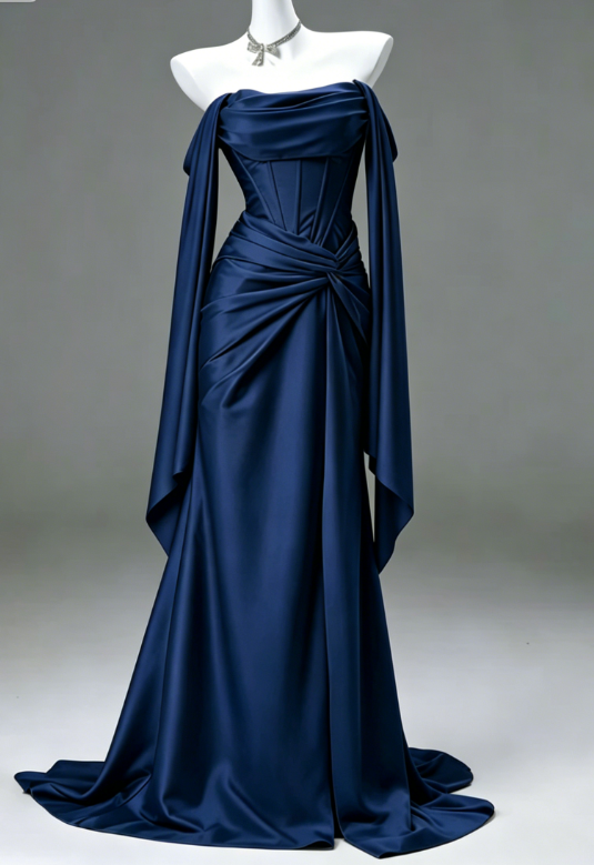Elegant Sheath Light Champagne Long Prom Dresses; Satin Light Champagne Evening Dresses DP04009
