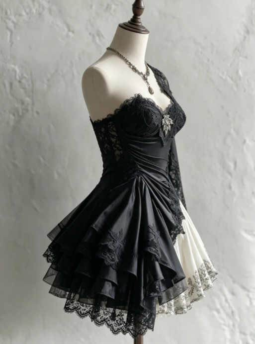 Cute Black Prom Dress Lace A-Line Party Dress Short Birthday Dress DP05120