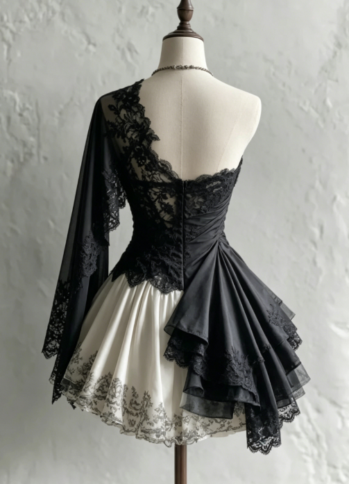 Cute Black Prom Dress Lace A-Line Party Dress Short Birthday Dress DP05120