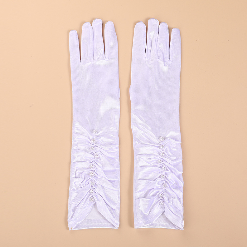 French satin wedding gloves full finger photo etiquette gloves retro dance banquet costume gloves S6269