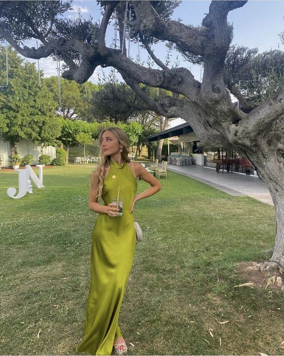 Sexy Halter Long Prom Dress Green Evening Gown Party Dress cc1411