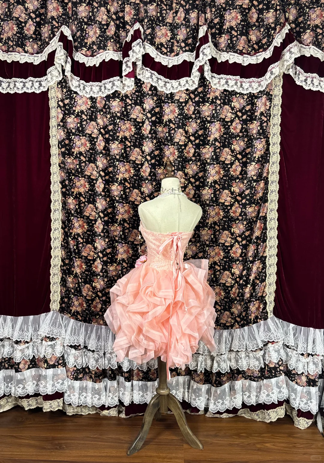 Pink Strapless Applique Beading 3D Flowers Short A-line Tulle Homecoming Dresses Party Dresses, D1429