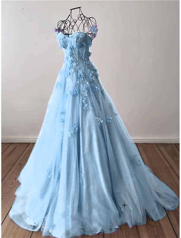 A-Line Prom Dresses Elegant Dress Formal Sweep / Brush Train Sleeveless Sweetheart Tulle with Pleats Sequin Appliques fg4690