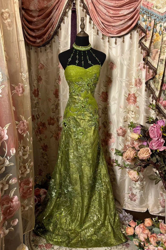 Green Mermaid Long Prom Dresses,Long Prom Gown
