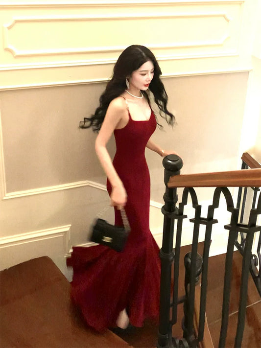 mermaid long evening dress sexy prom party dress S5943