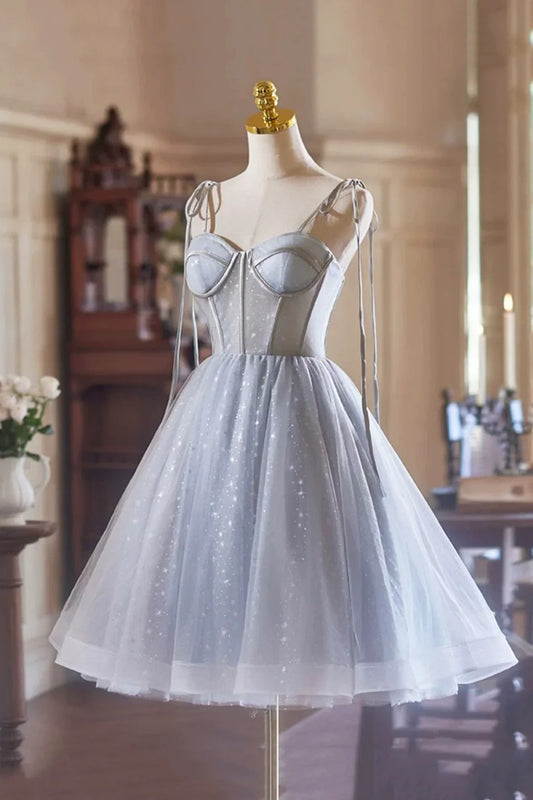 Lovely Homecoming Dress Spaghetti Straps Tulle Short Prom Dress Back to School Outfits Party Dress D6039