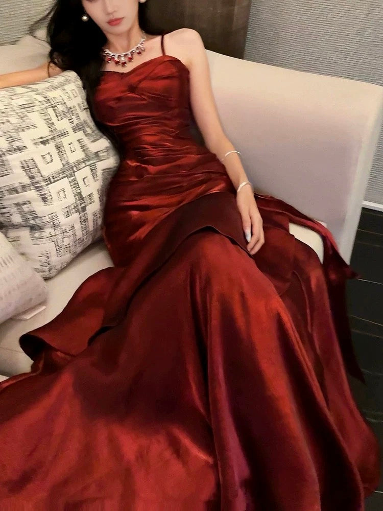 Modest Mermaid Spaghetti Straps Long Prom Dress Birthday Prom Dresses Prom Gown
