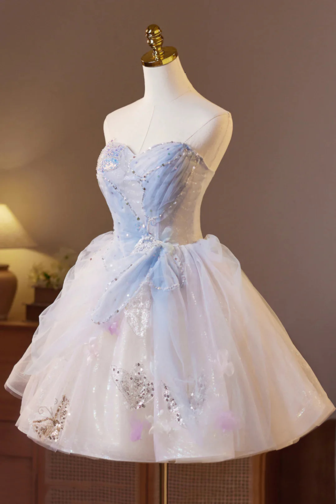 Sweet Homecoming Dress Sweetheart Tulle Lace Sequins Short Prom Dress Back to School Outfits Party Dress D6026