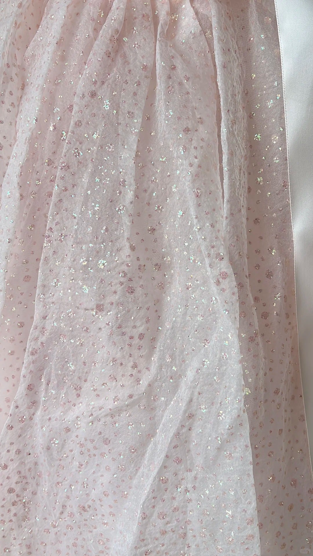 Princess Pink Strapless Bow Sequined Tulle Ball Gown Evening Dresses Sweet 16 Dresses