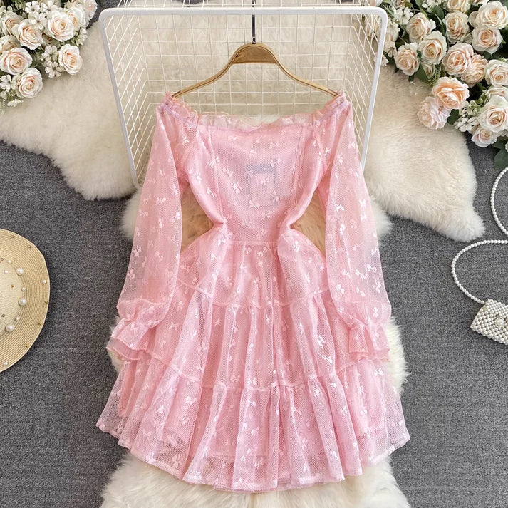 Pink Sweet Fairy A Line Mesh Princess Dress S4938