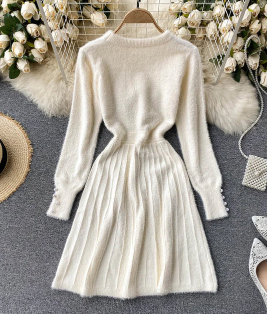 Sweater A line long sleeve sweater dress S4674