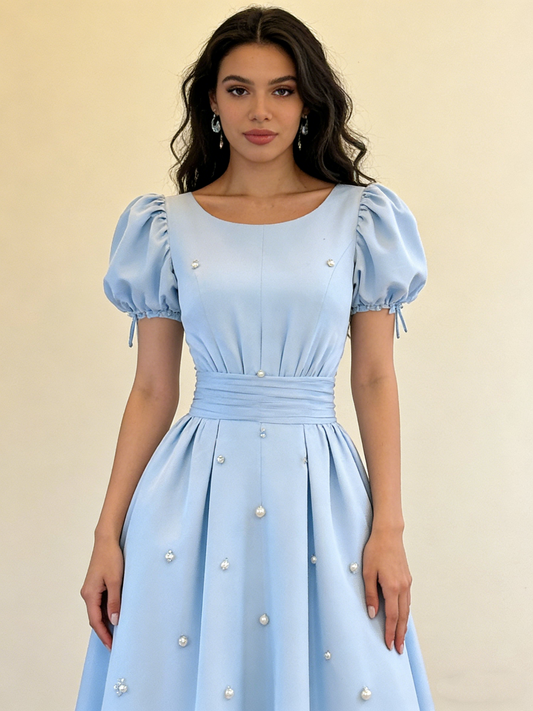 New Arrival Prom Dress A Line Crew Neck Pleated Gala Dress Formal Dress Evening Dress D4592
