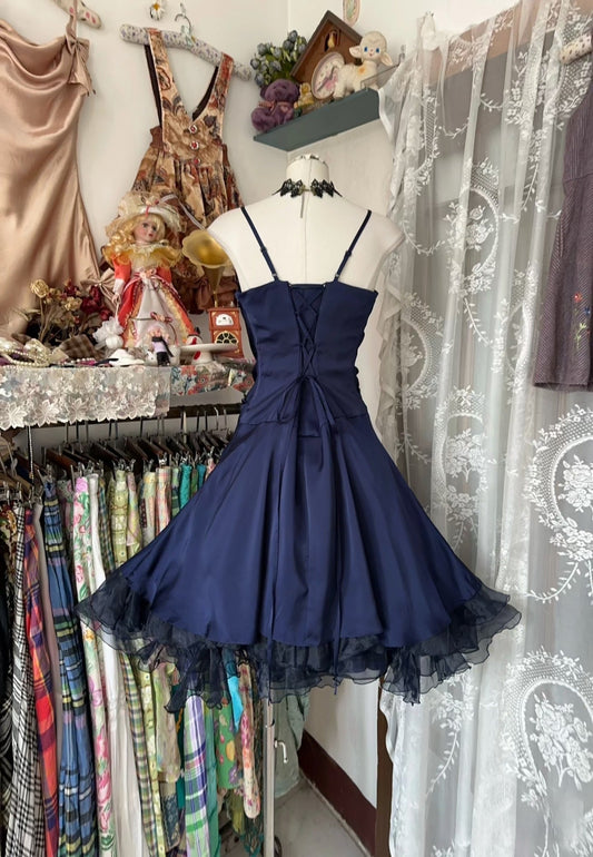 Vintage Fashion Ball Gowns Navy Blue Short Length Homecoing Birthday Dress Cocktail Dresses