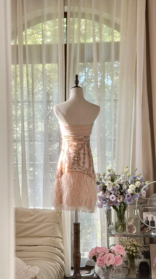 Pretty Homecoming Dress Strapless Tassel Dress Back to School Outfits Party Dress D6433