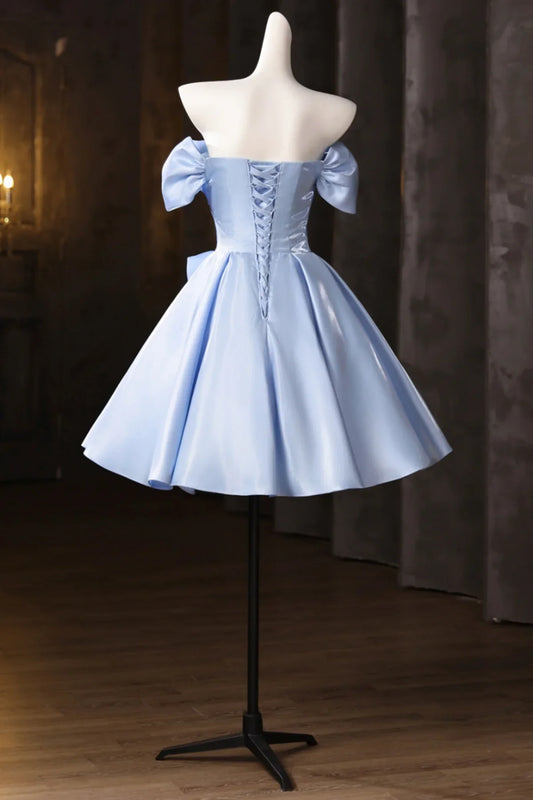 New Arrival Homecoming Dress Strapless Flower Pleated Short Prom Dress Back to School Outfits Party Dress D6019