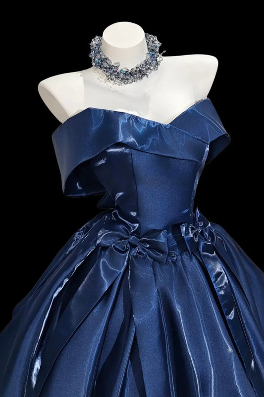 Pretty Homecoming Dress Off-the-Shoulder Bowknot Pleated Short Prom Dress Back to School Outfits Party Dress D6047