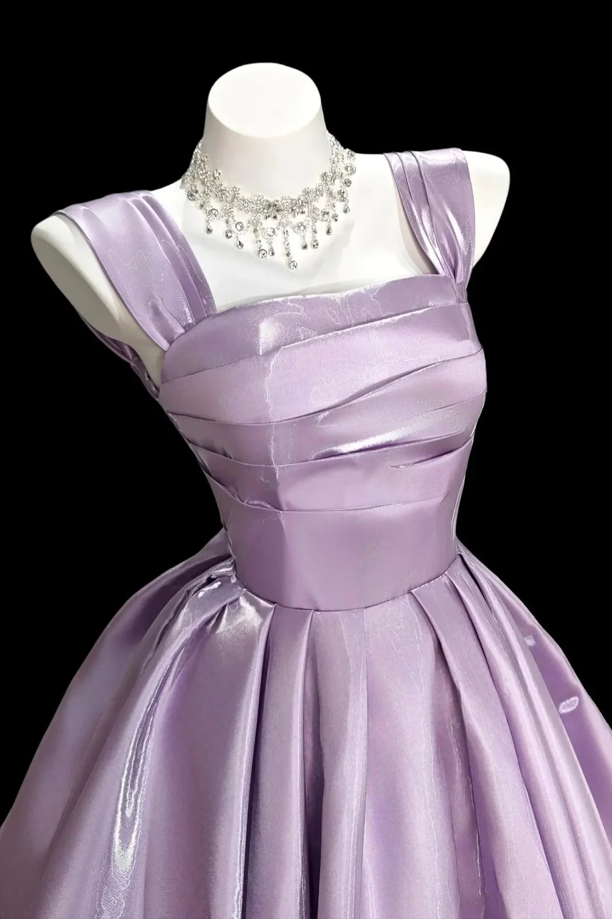 Pretty Homecoming Dress Square Pleated Short Prom Dress Back to School Outfits Cocktail Dress D6009