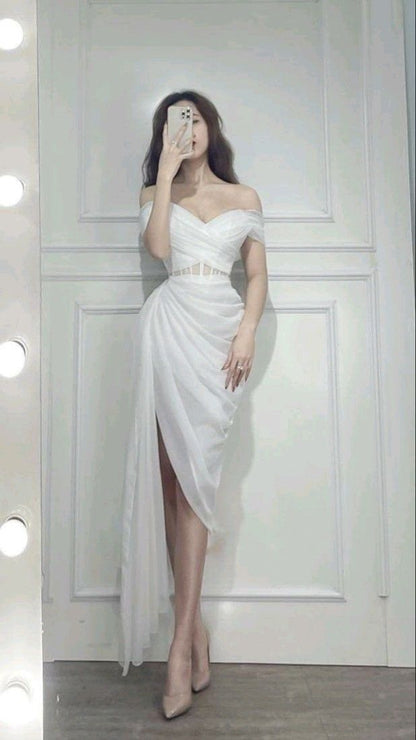 White Tulle Prom Dresses, A-Line Tulle Party Evening Dresses       S2217