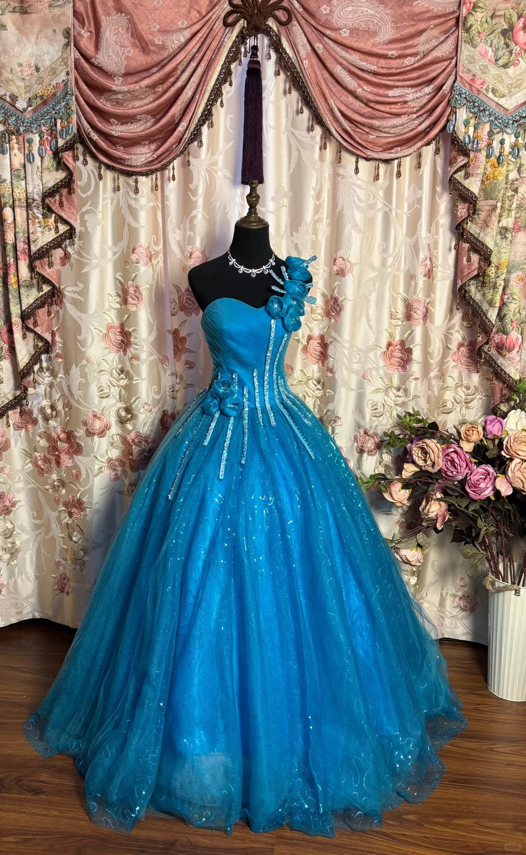A Line Quinceanera Dress Ball Gown Tulle One Shoulder Sweet 16 Dress